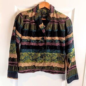 ELCC Multicolor Corduroy Brocade Patchwork Blazer